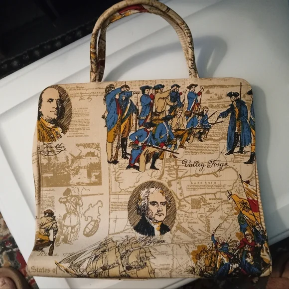 Handmade antique/vintage possibly silk Margaret Smith Patriotic bag - Picture 9 of 16